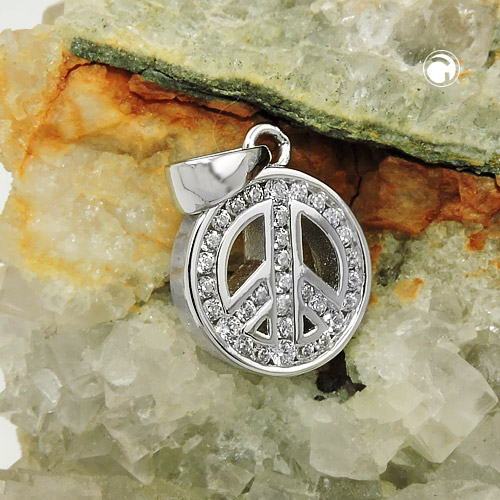 Vue rapprochée pendentif peace and love en argent sterling