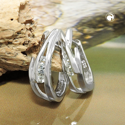 Paire de boucles d'oreilles argent sterling serties de zirconium