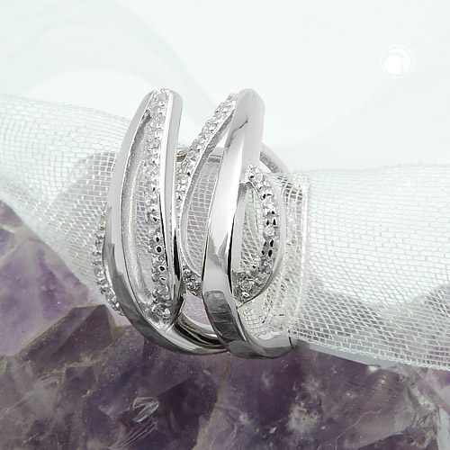 Paire de boucles d'oreilles hoop en argent sterling ornées de zirconium