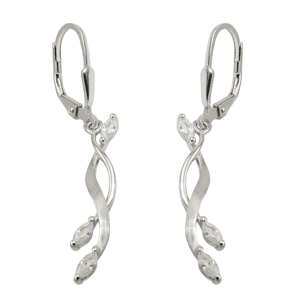 Boucles d'oreilles argent 925 avec zirconium, design leverback