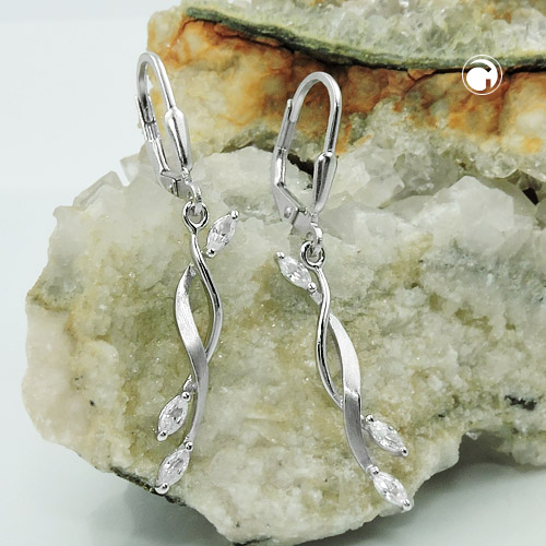 Créoles argent sterling 925 zirconium, vue de côté