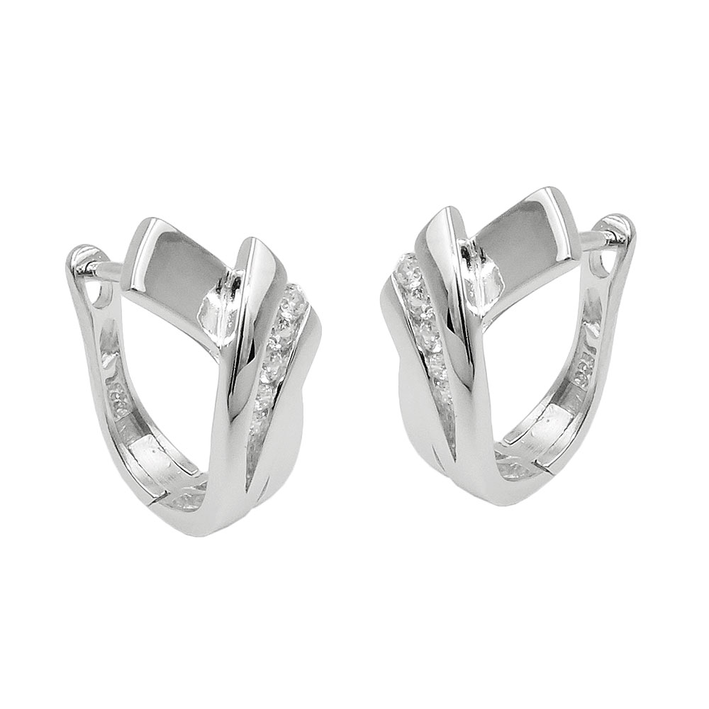 Boucles d'oreilles créoles ovales argent 925 avec zirconia
