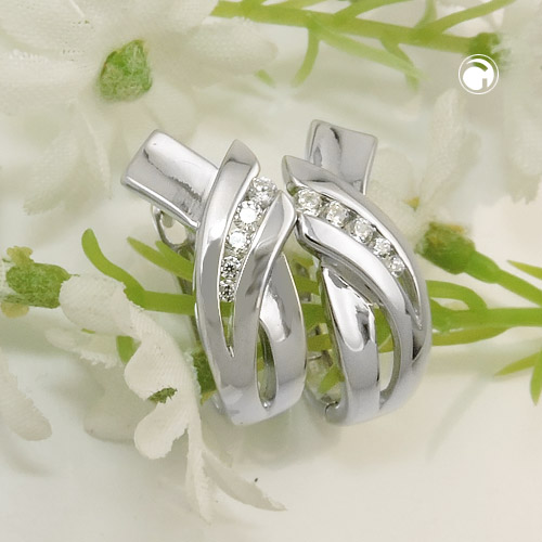 Paire de boucles d'oreilles argent sterling zirconia vue de profil
