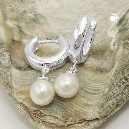Paire de boucles d'oreilles argent sterling avec perle