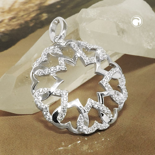 Pendentif argent sterling forme coeur pierre zirconium