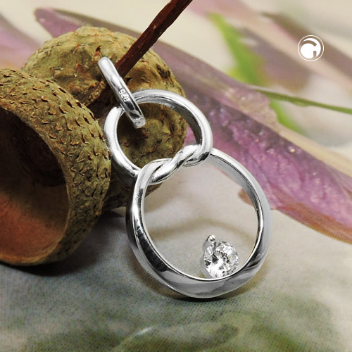Pendentif argent sterling forme huit avec pierre zirconia
