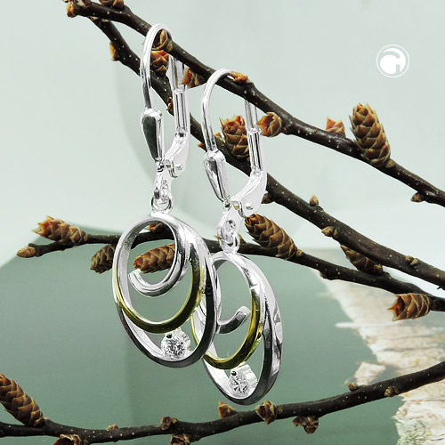 Paire de boucles d'oreilles argent sterling avec zirconium