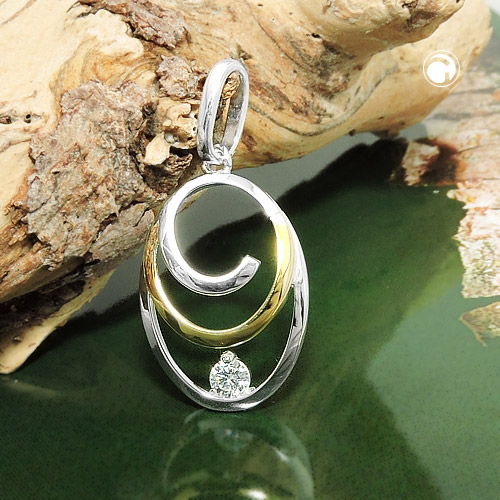 Pendentif argent sterling deux cercles design moderne
