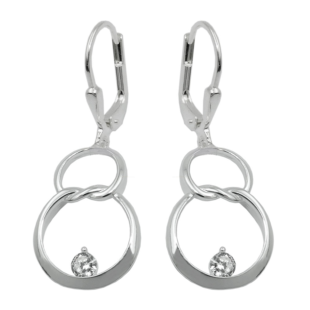 Boucles d'oreilles argent 925 double cercle avec zirconium