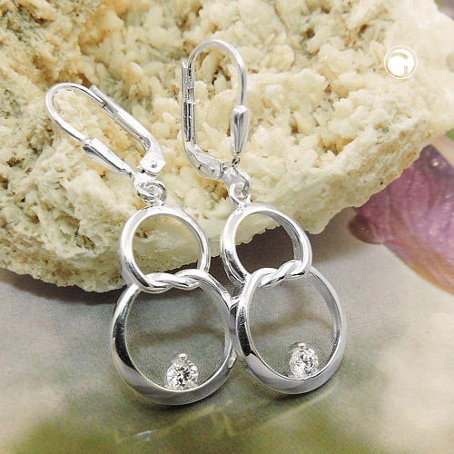 Boucles d'oreilles argent sterling forme huit zirconium