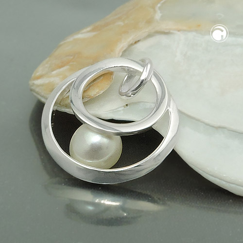 Pendentif femme argent sterling cercle perle