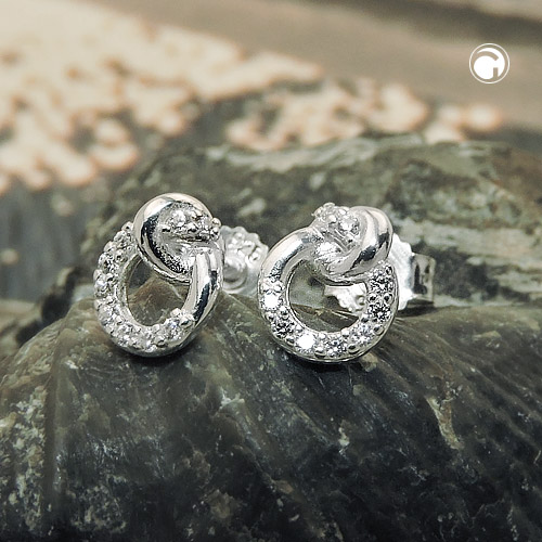 Paire de boucles d'oreilles argent sterling zirconium