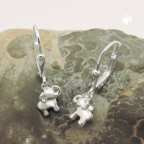 Paire de boucles d'oreilles argent sterling motif éléphant