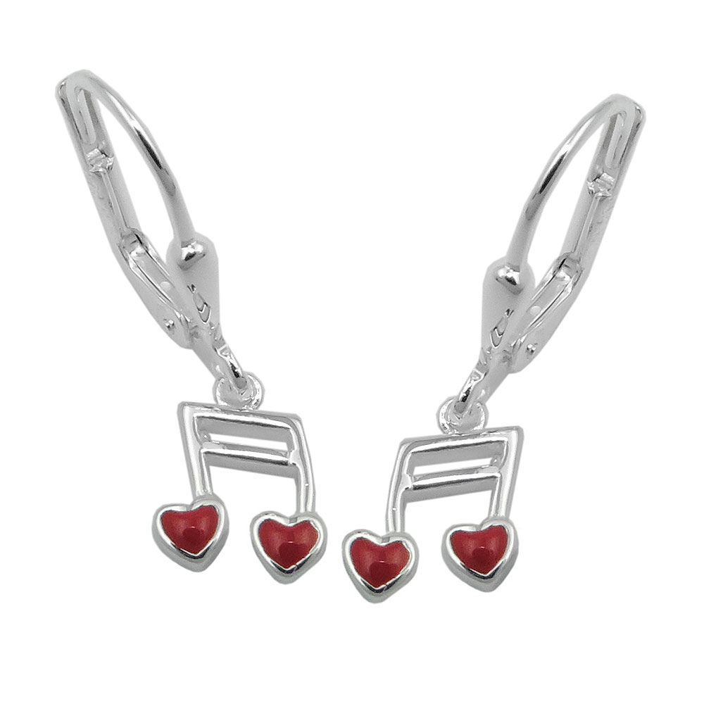 Boucles d'oreilles argent 925 en forme de cœur rouge