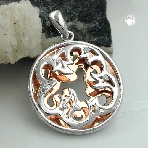 Pendentif argent sterling avec placage or, détail de la surface
