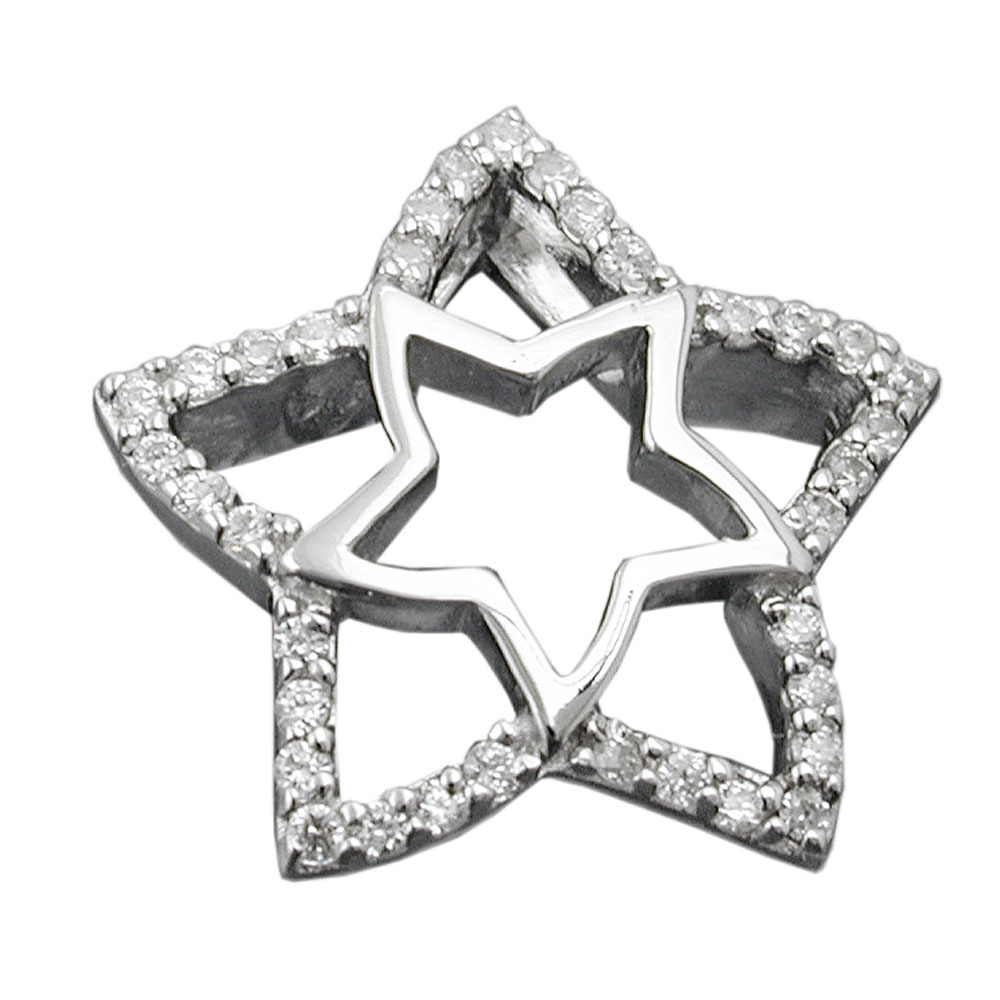 Pendentif argent 925 étoile avec zirconias