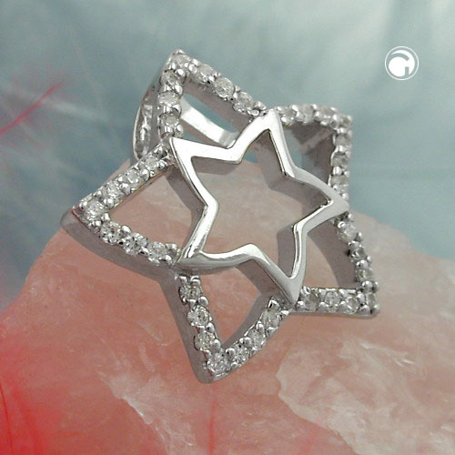 Pendentif argent sterling étoile zirconias vue de face