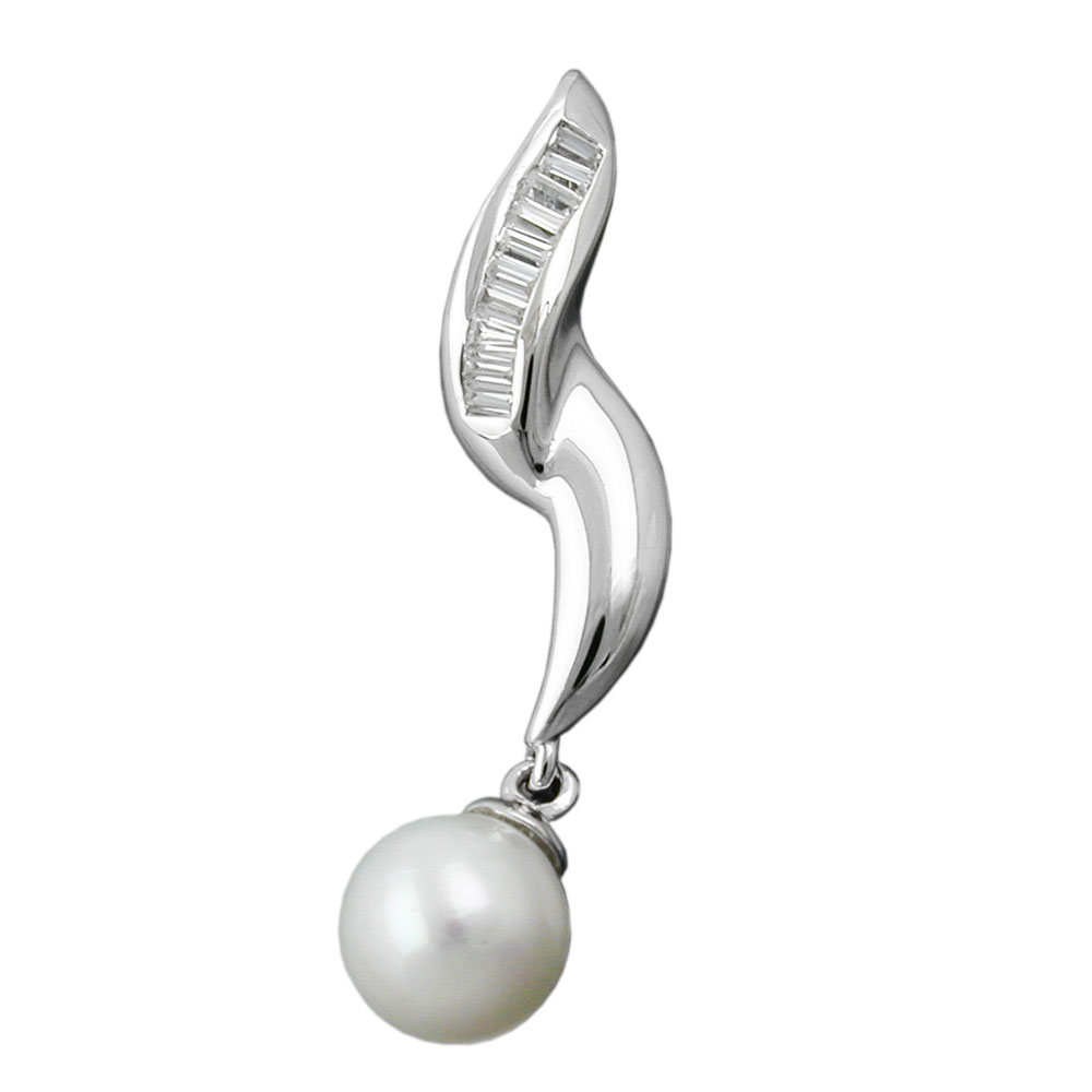 Pendentif argent 925 avec perle et zirconias