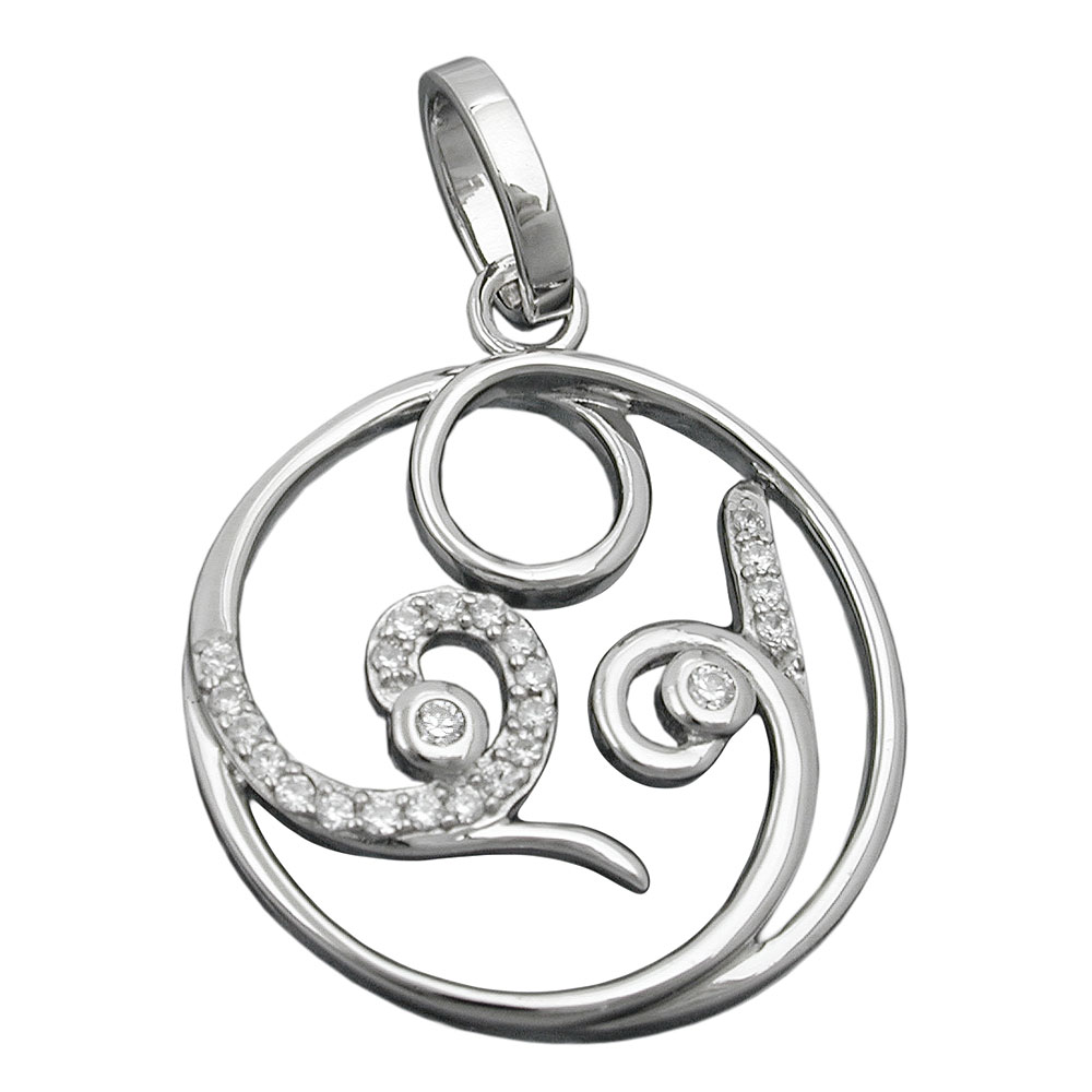 Pendentif argent 925 avec zirconias, vue de face