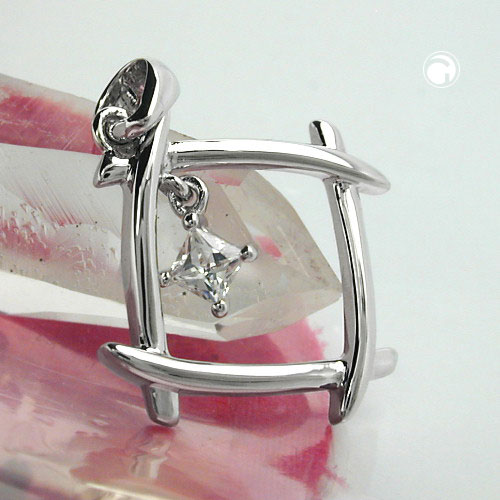 Pendentif argent sterling zirconia, détail des pierres