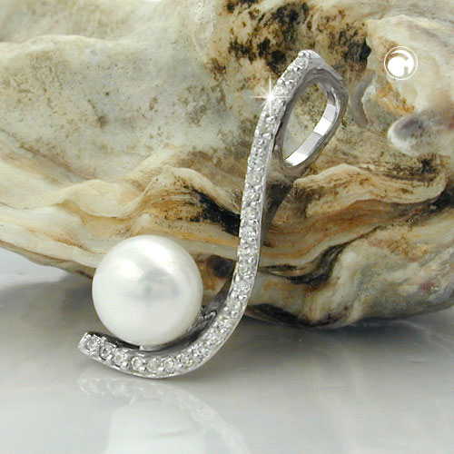 Bijou pendentif argent sterling perle et zircons