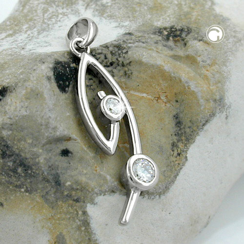 Pendentif argent sterling zirconias vue de face