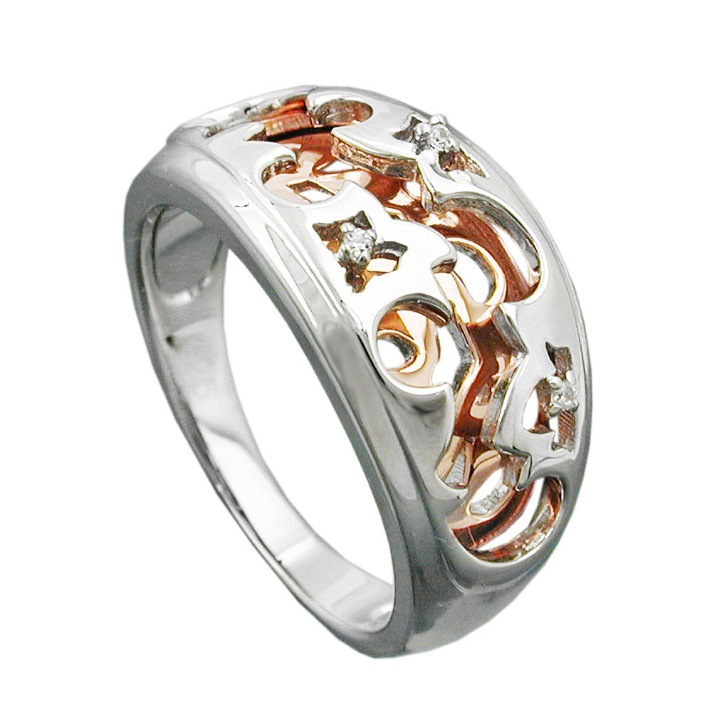 Bague argent 925 plaqué or rouge largeur 10mm vue de face