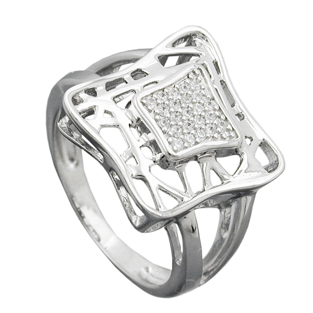 Bague argent 925 avec zirconias vue de face