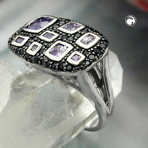 Bague argent sterling zirconias de profil