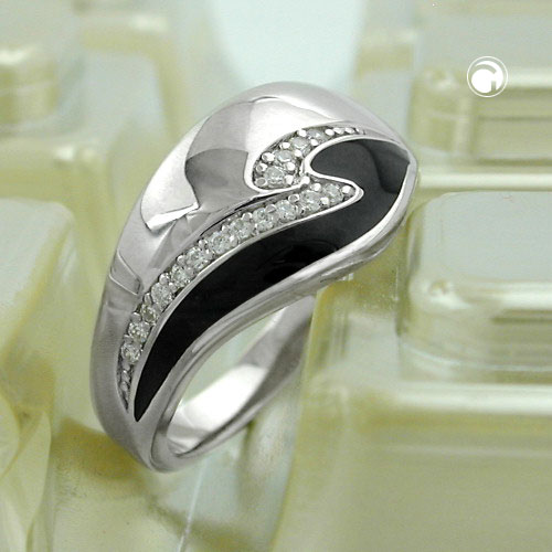 Bague argent sterling avec zirconias, vue de dessus