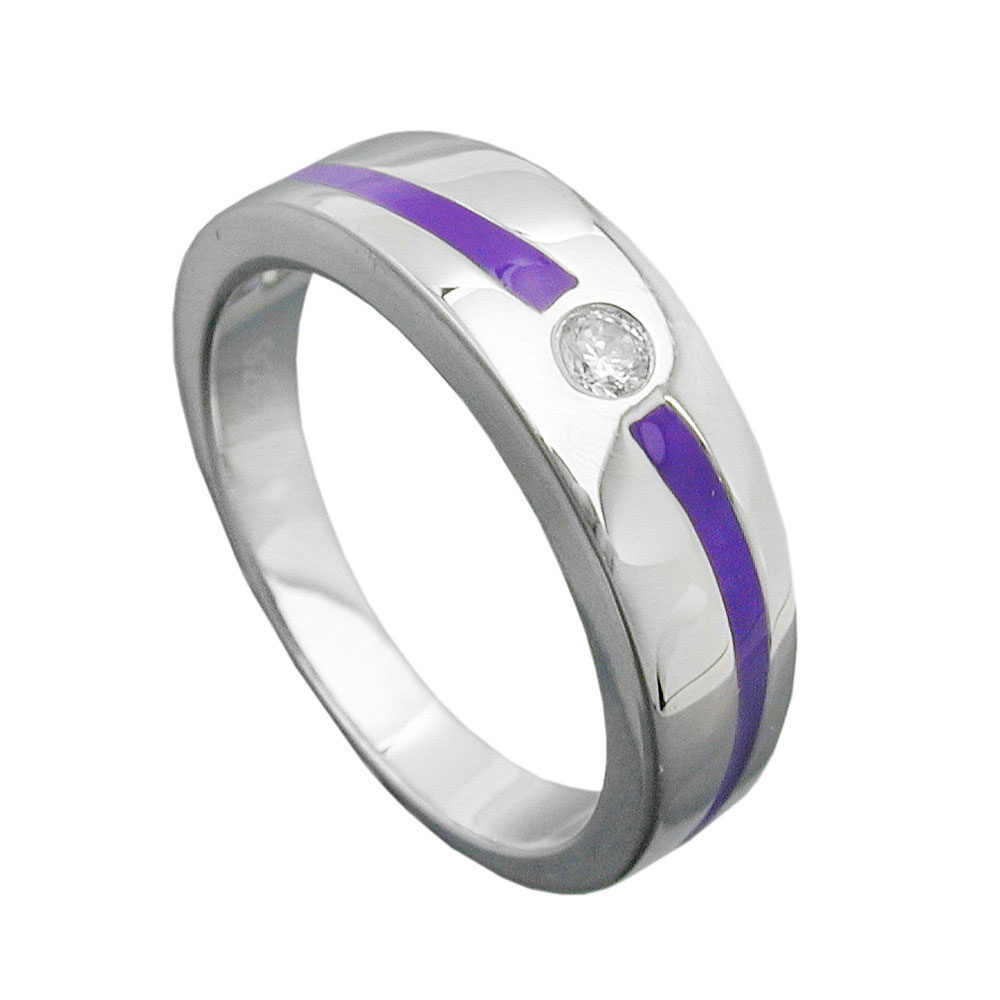 Bague argent 925 avec zirconium rond 6mm sur fond blanc