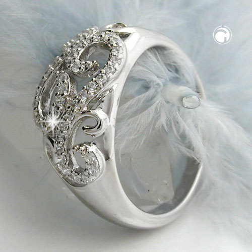 Bague argent sterling large 11 mm zircons micro-pavé