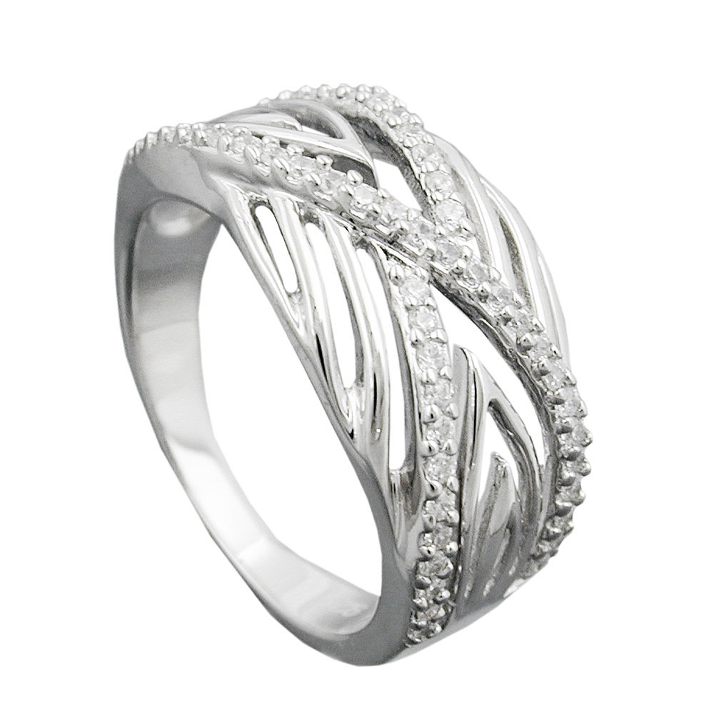 Bague argent 925 zirconias vue de face