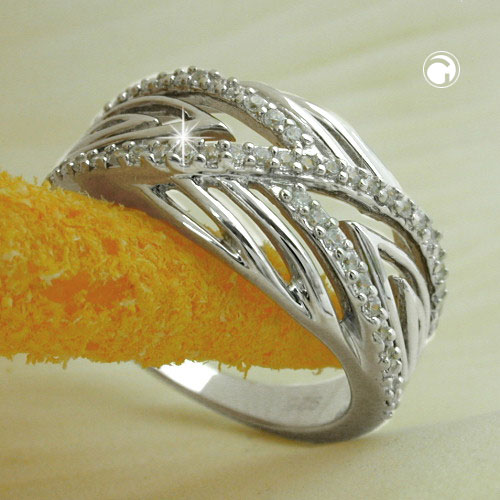 Bague argent sterling zirconias design croisé