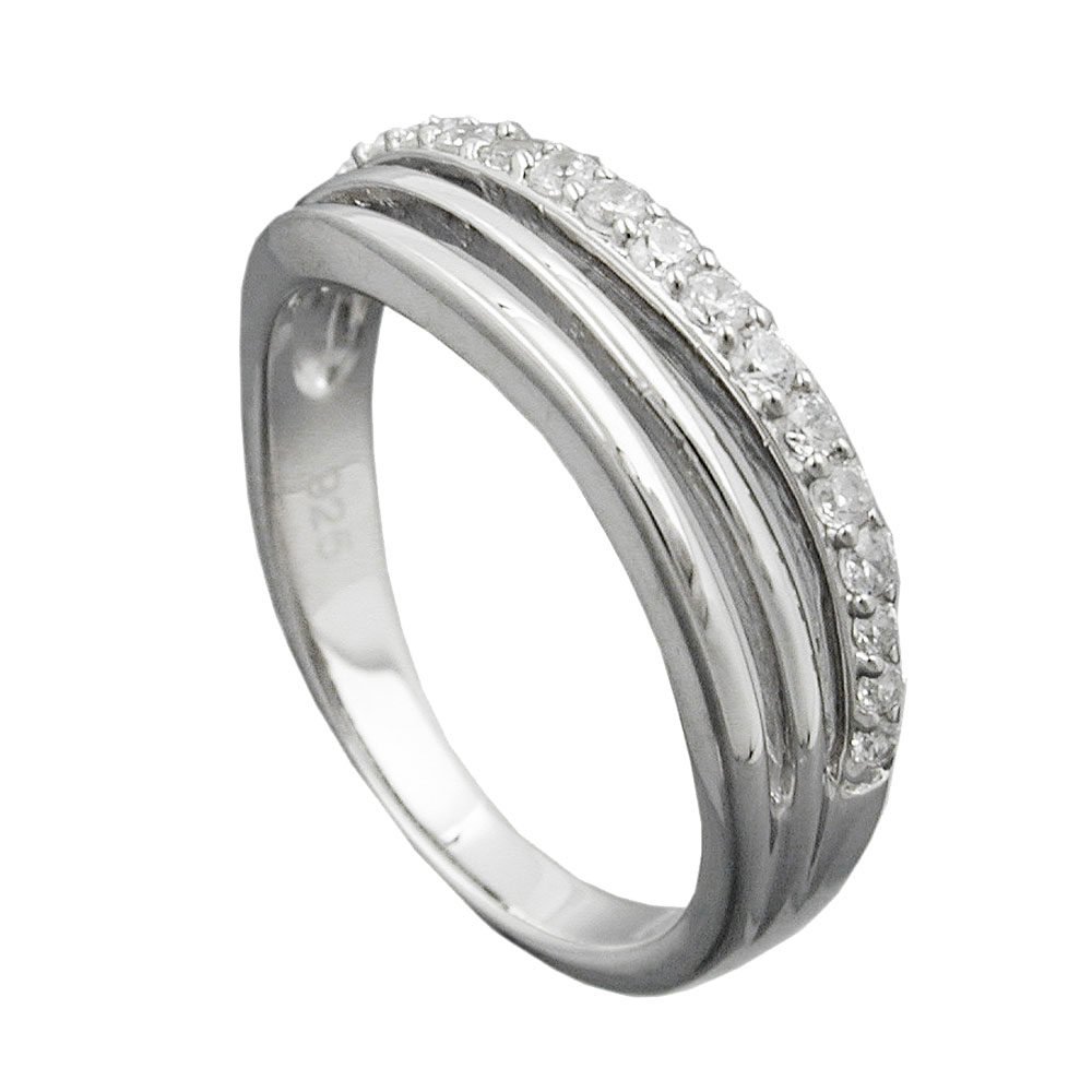 Bague argent 925 avec zircons blancs micro pavé vue de face