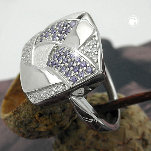 Bague argent sterling avec zirconias vue de face