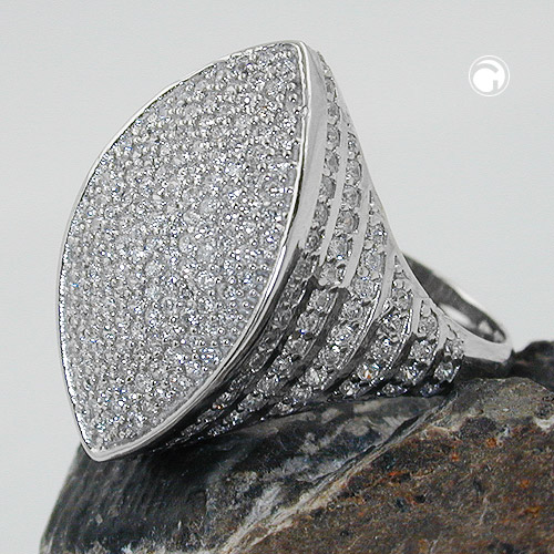 Bague fine argent sterling sertie de zirconias