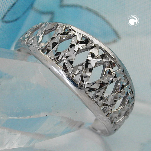 Bague argent sterling géométrique avec croix diamantées