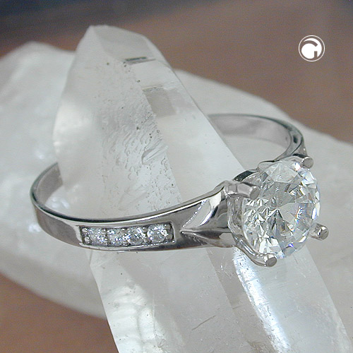 Bague argent rhodiée micro-pavé zirconium cubique