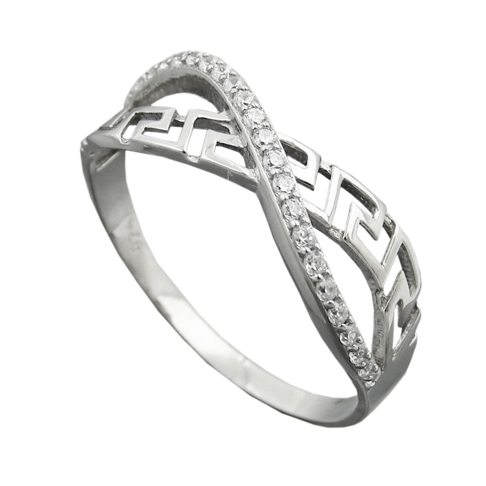 Bague argent 925 avec zirconias, vue de face