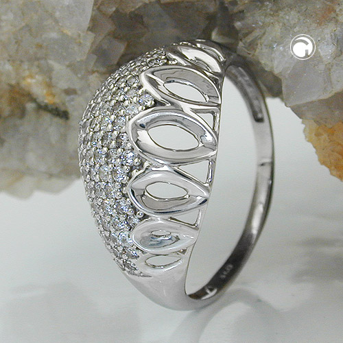 Bague femme argent sterling zirconias blanches serties