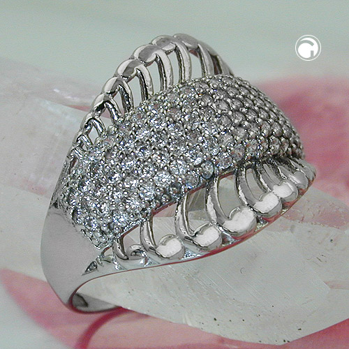 Bague femme argent sterling rhodiée sertie de zirconias