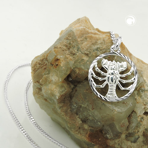 Bijou argent sterling collier astrologie Cancer femme