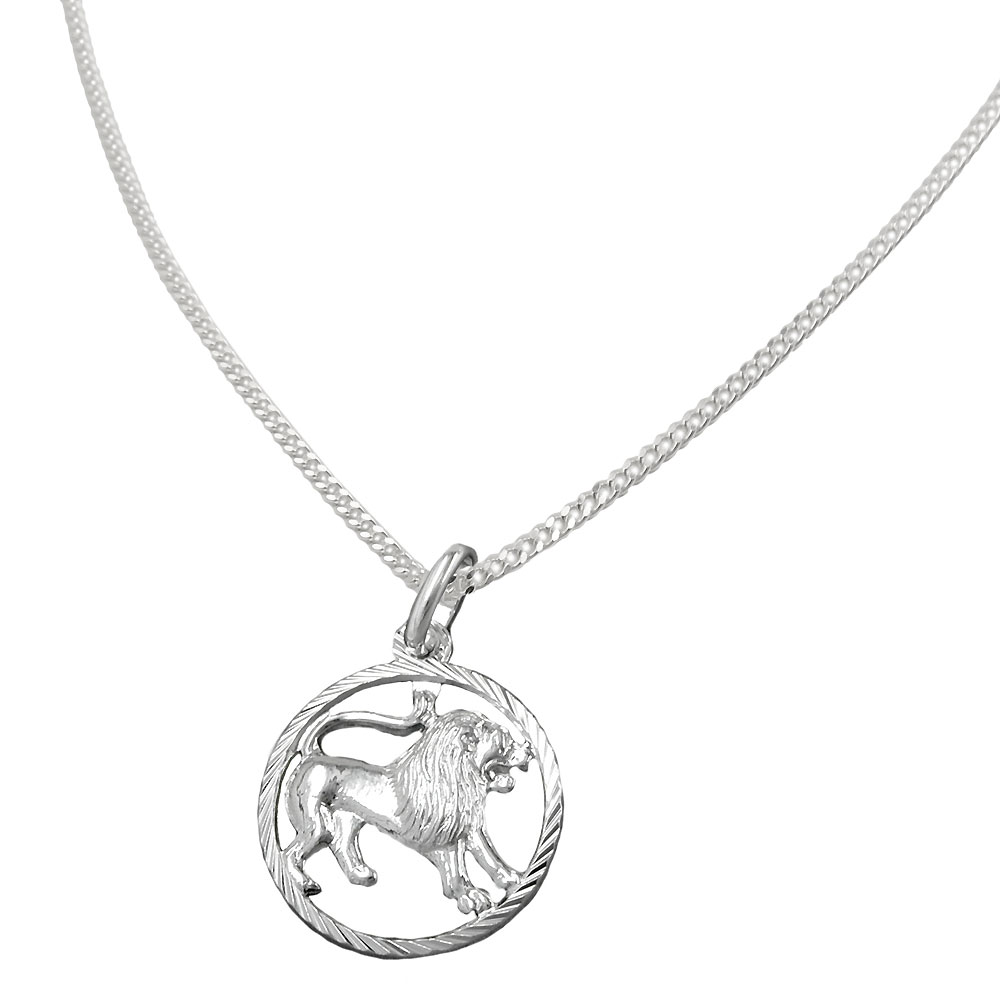 Collier argent 925 pendentif lion zodiac