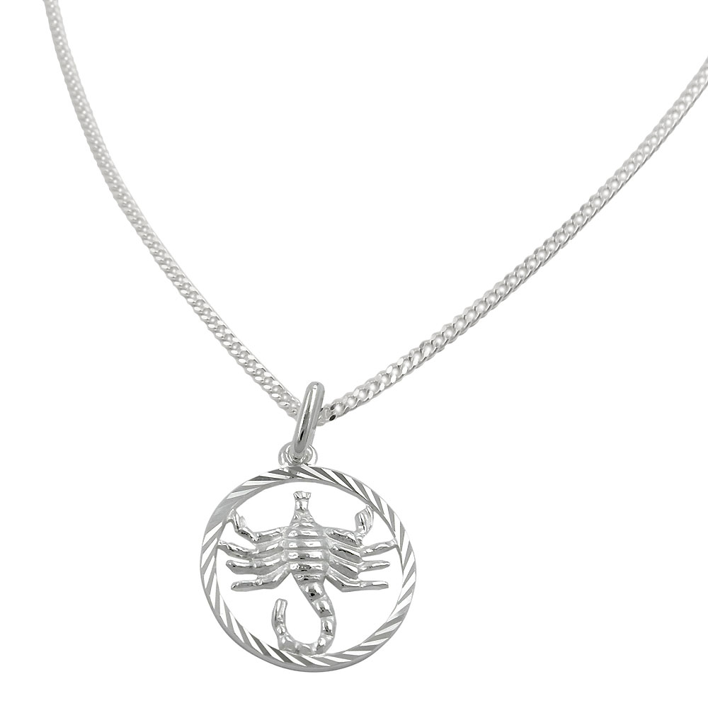 Collier argent 925 pendentif Scorpion zodiaque