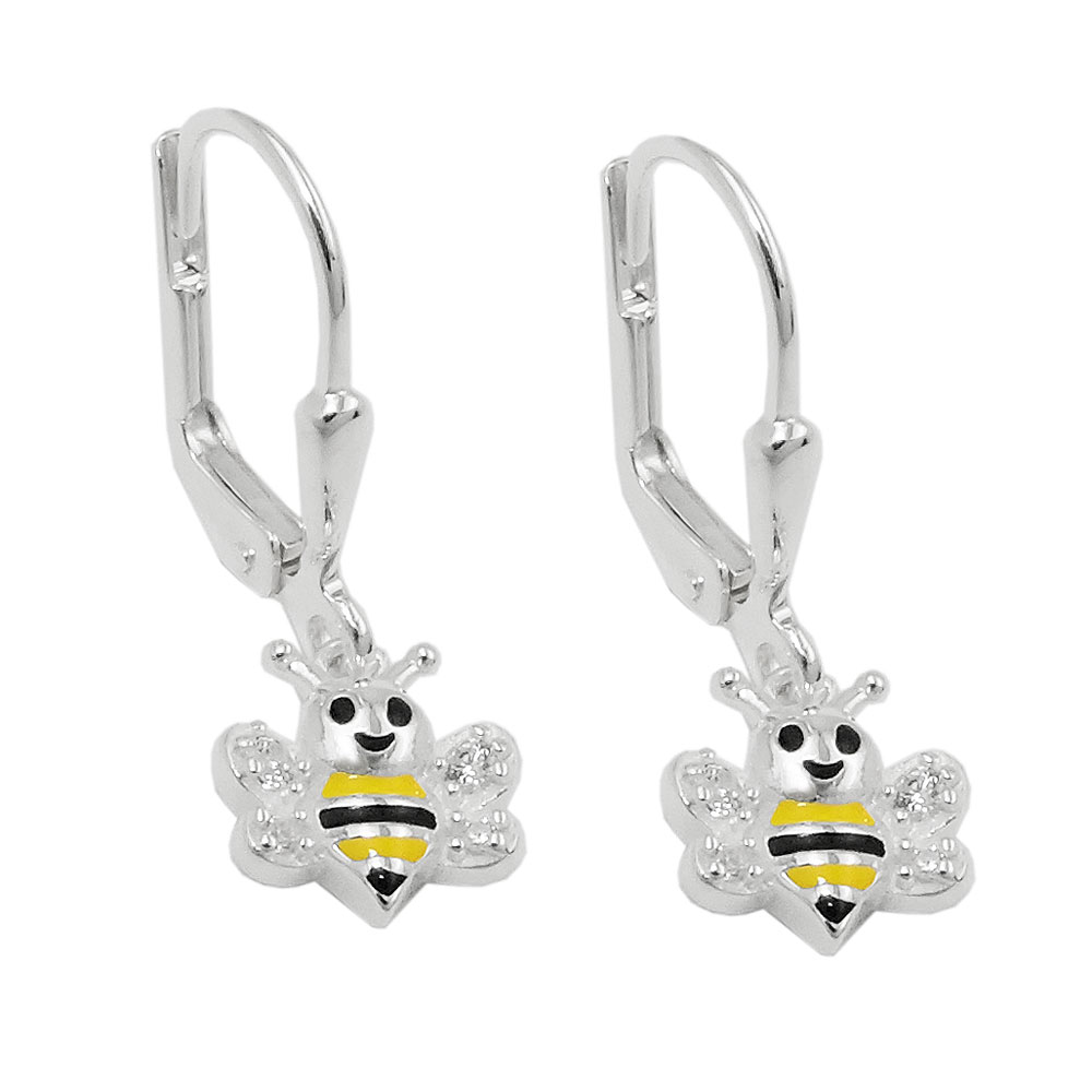 Boucles d'oreilles argent 925 abeilles zirconia