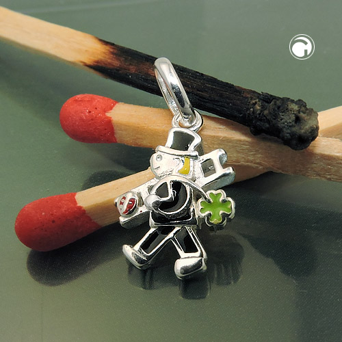 Pendentif argent sterling ramoneur vu de profil