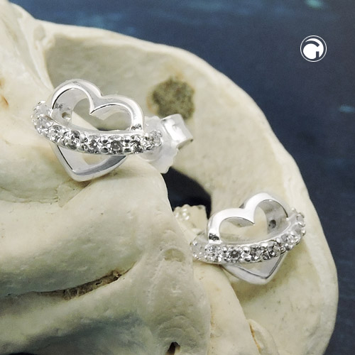 Paire de créoles argent sterling panda, sur fond blanc