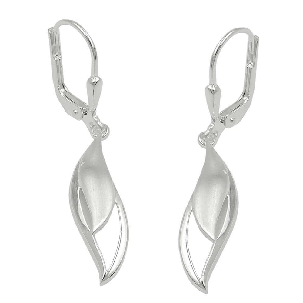 Boucles d'oreilles argent 925 mat brillant forme barre