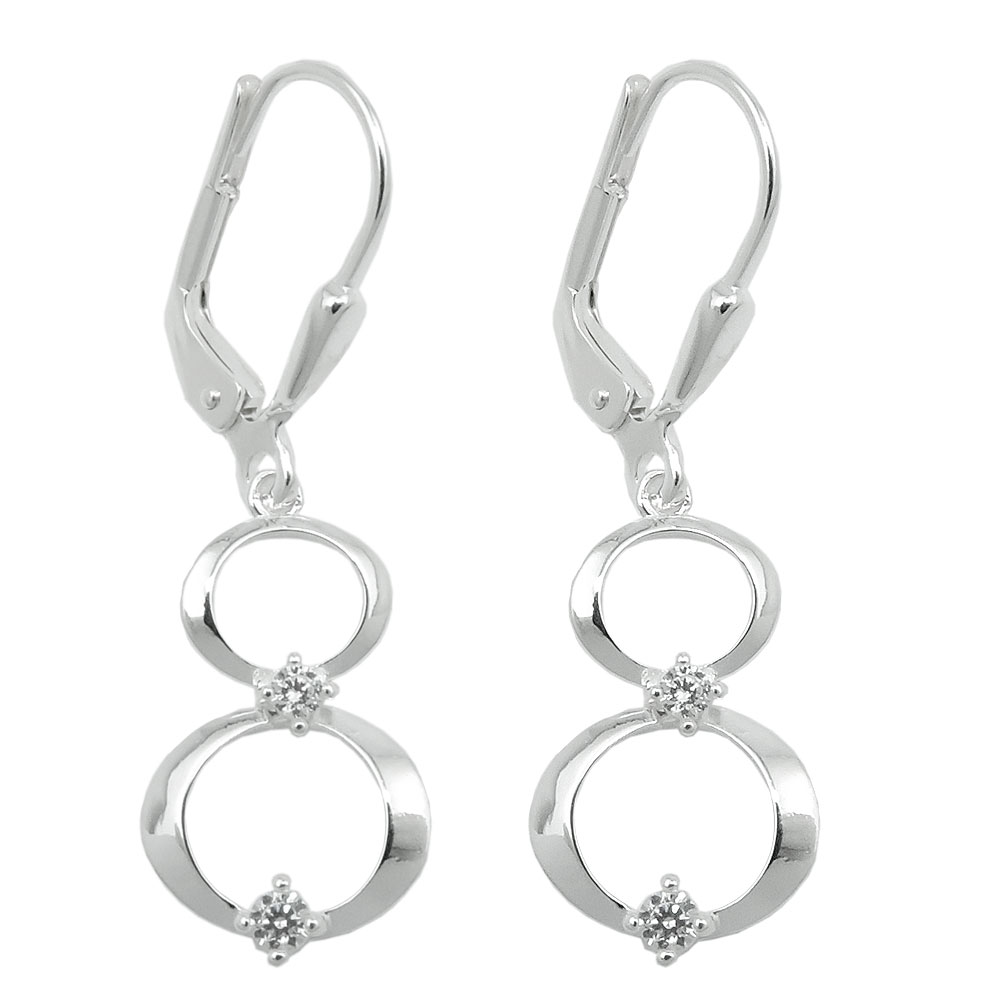 Boucles d'oreilles argent 925 deux anneaux zirconia
